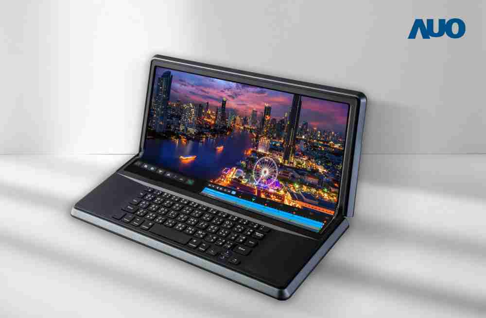 NG大舞台14.6吋Micro LED折迭显示屏幕，，，搭配半径4mm的弯折绞炼，，，以及高画素、、高亮度、、、、高对比度的显示技术特点，，，，即便在大视角下仍保有绝佳色相与亮度