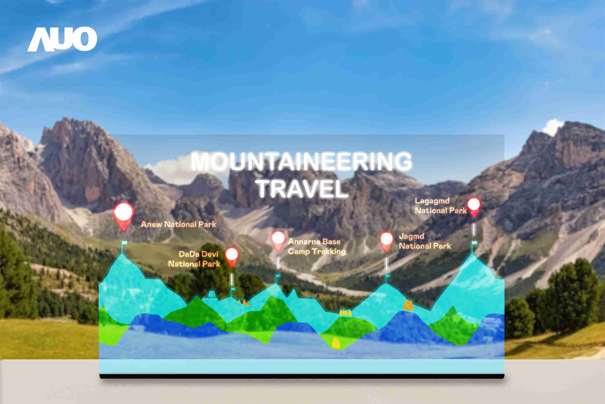 NG大舞台展示全球单片尺寸最大(*)42吋透明Micro LED显示器拼接而成的〝64吋透明Micro LED显示器〞，，，，具备高透明度、、、1,000 nits高亮度、、、广色域、、、采用三边无边框的无缝拼接等多重特色，，呈现超高清、、、细腻画质而不遮挡后方视觉，，，满足层峰需求，，，，可广泛运用于零售、、、艺术展览或商业空间等场域